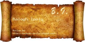 Balogh Ipoly névjegykártya